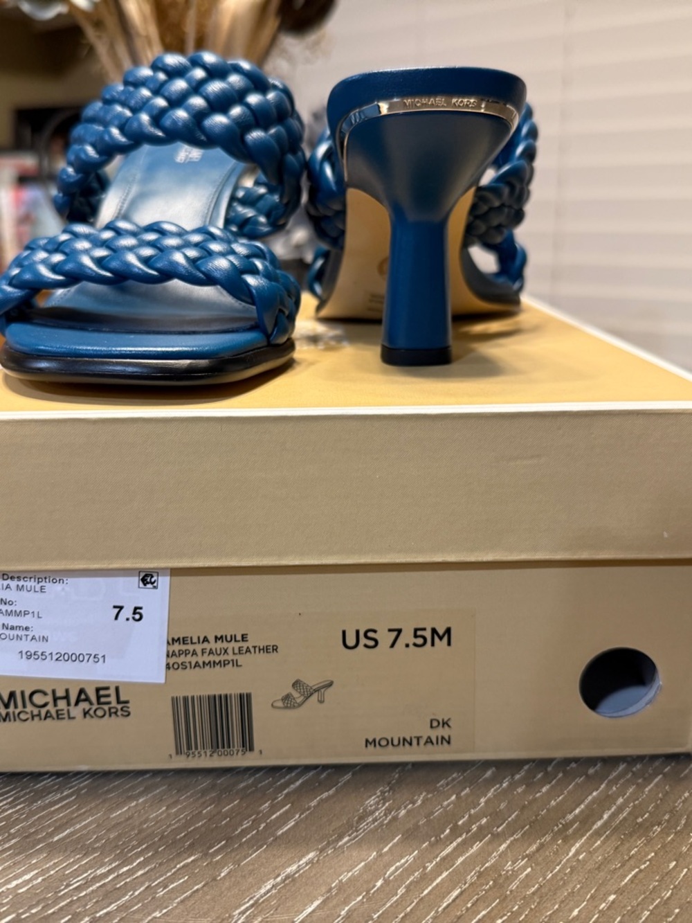 Michael Kors Braided Leather Slide Sandals in Blue - Picture 2 of 7